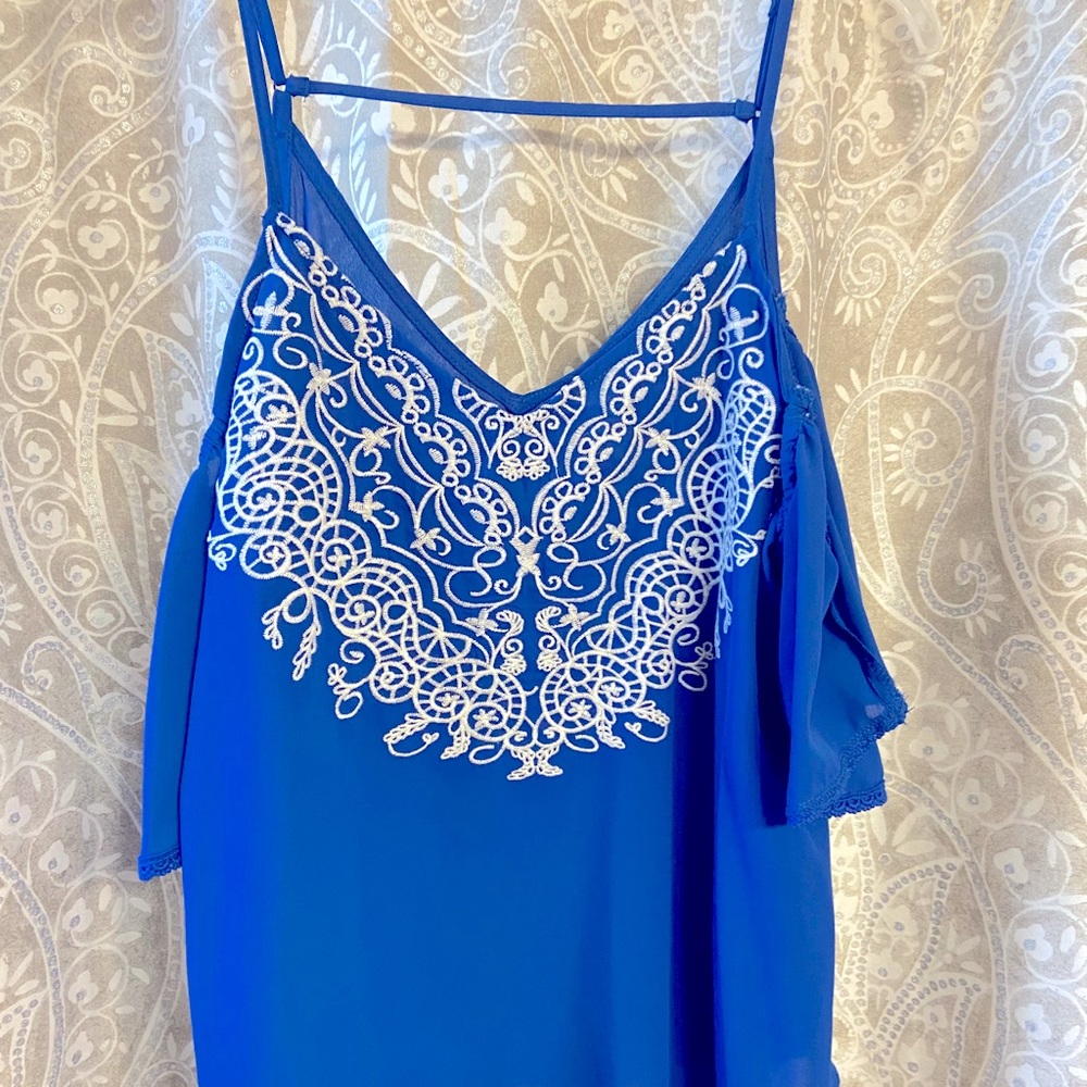 Cold Shoulder Flowy Sheer Blouse